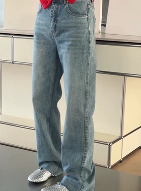 诗歌兰女装2026春款 26553简约风复古休闲气质毛边小直筒牛仔裤
