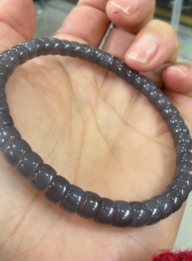 正品纯天然和田玉浓烟紫直切药片6毫米单圈手串链包邮送证书女款