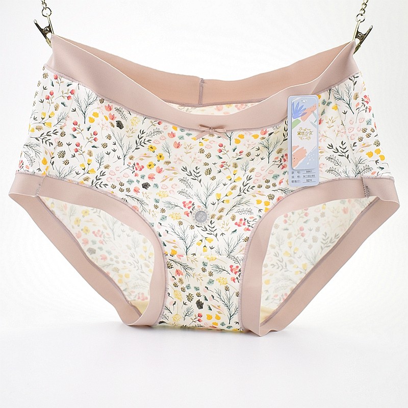 黛丝少女正品中低腰莫代尔印花内裤短裤头女生简约可爱抗菌内裆