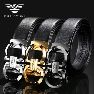 潮中青年商务休闲裤 皮带百搭八字扣合金自动扣腰带韩版 带 男士 时尚