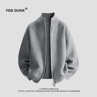 FOG DUNK立领开衫毛衣2025秋冬季男女美式宽松慵懒风针织衫外套
