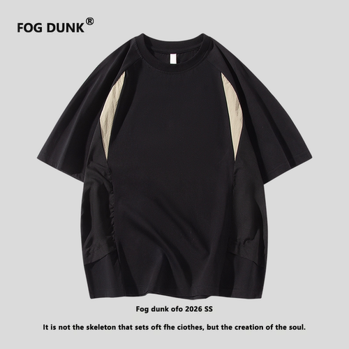 FOG DUNK美式拼接撞色短袖T恤男2026新款宽松上衣