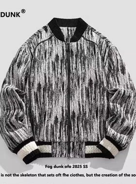 FOG DUNK2025春季cleanfit短款夹克扎染做旧复古牛仔棒球服外套