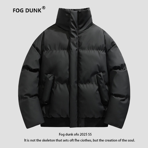 FOG DUNK皮棉服2025冬季美式加厚立领外套男女宽松百搭保暖棉衣