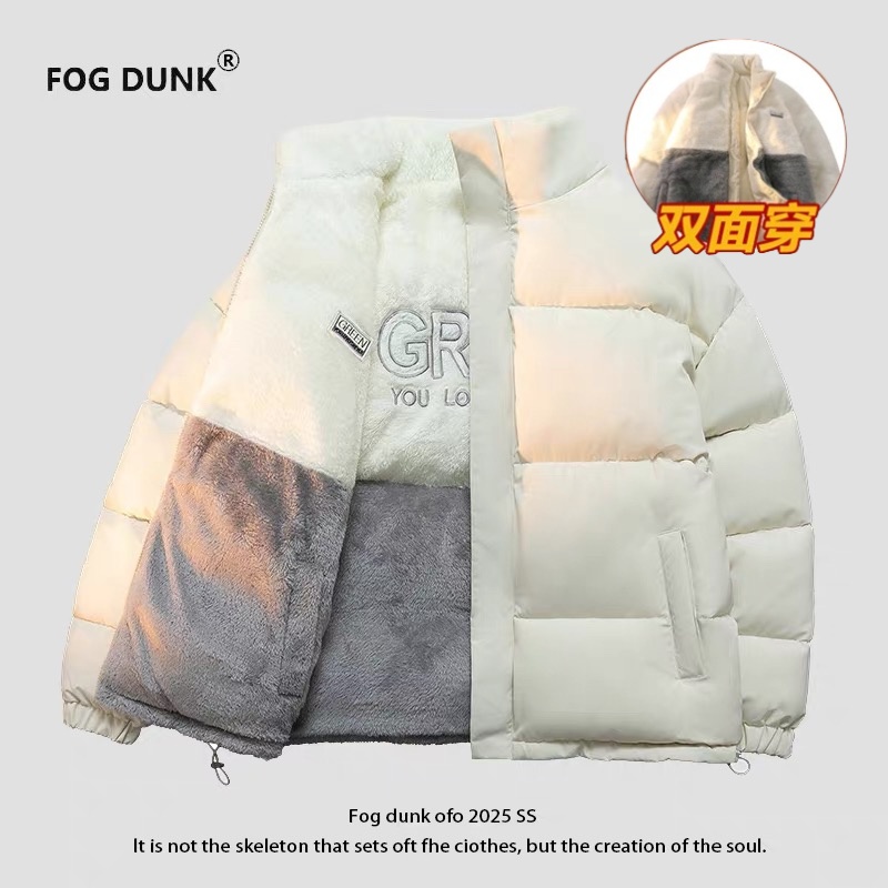 FOG DUNK双面穿羊羔绒棉服冬季羽绒棉加厚保暖情侣棉衣外套