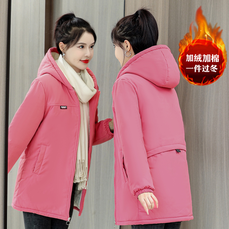 棉衣中长款宽松加绒加棉加厚棉衣
