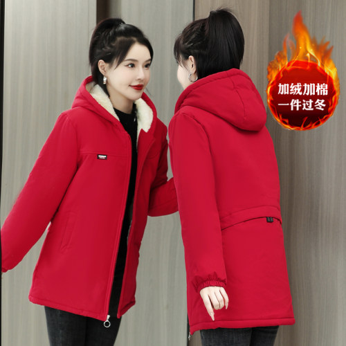 特厚羊羔毛中长款加绒加厚派克服