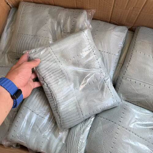 日常必买~出口丹麦！外贸尾单~薄荷绿星星超柔软针织午休毛毯披毯