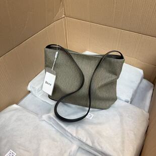 颜色特调！正价400+！国内公司单~复古做旧牛仔托特包腋下斜挎包