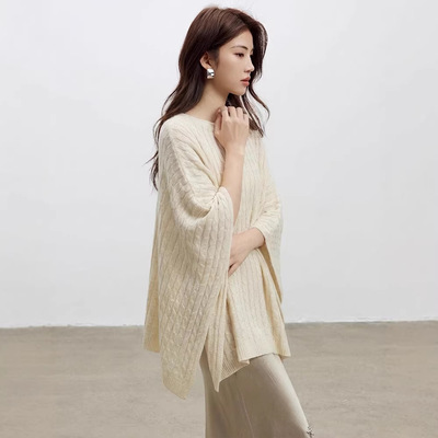 高级感桑蚕丝和纸绞花针织衫26春