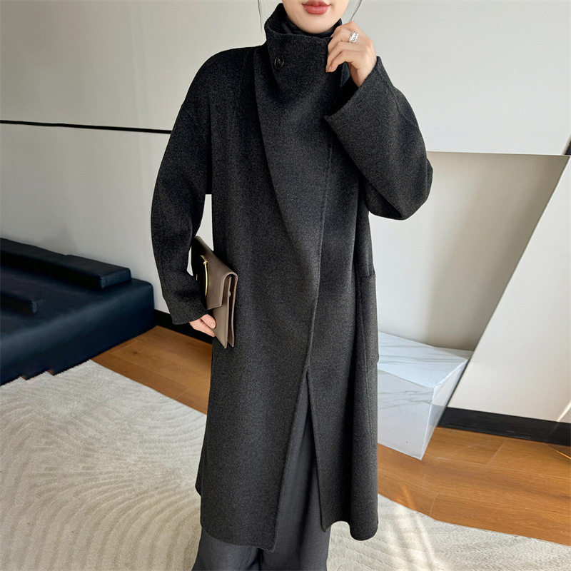 气质立领双面呢羊毛大衣女2025秋冬新款新品感宽松时尚毛呢外套