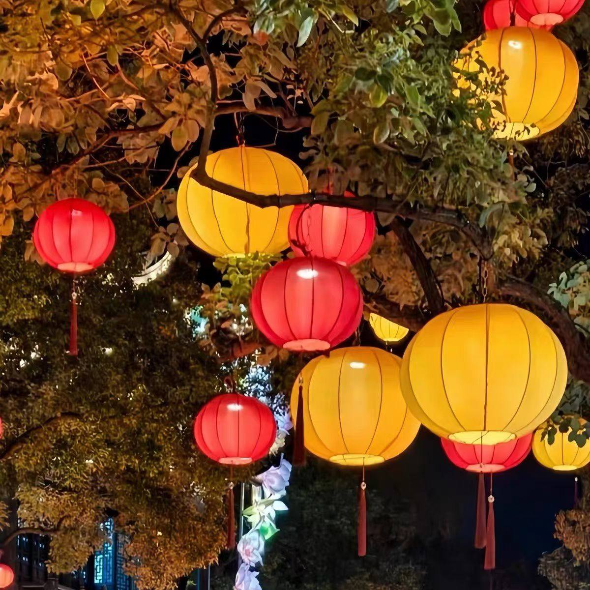 户外防水仿古风彩色中式火锅餐饮店灯笼手工圆形吊灯院子门口挂树