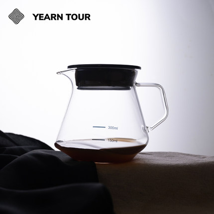 YEARNTOUR艺途手工咖啡耐高温玻璃分享壶带盖带刻度高颜值大容量