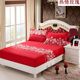 结婚喜庆大红色床笠三件套单件床垫套席梦思防滑床套单1.5m1.8米2