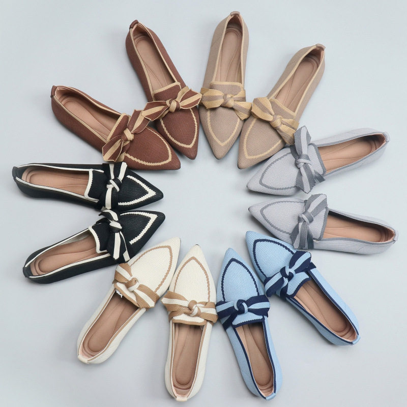 2026蛋卷欧美妃鞋春秋飞织单鞋豆豆鞋平底大码女鞋软底针织尖头鞋,女鞋,时尚休闲鞋,淘宝优惠券,粉丝福利购,淘宝优惠卷