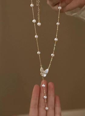 轻奢珍珠项链小众设计感高级流苏