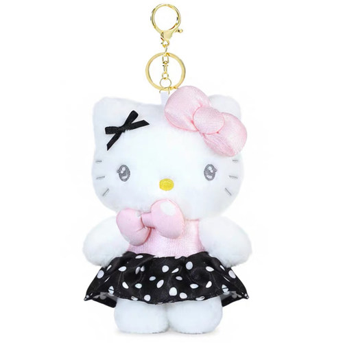 正品 HelloKitty波点裙毛绒钥匙扣 13cm可爱凯蒂猫挂件 包包挂饰