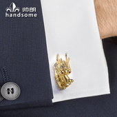 扣镀金镶钻法式 钉正装 衬衫 立体创意造型龙袖 袖 口扣男士 百搭盒装