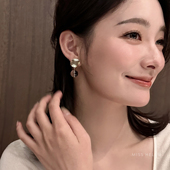 新款 Miss Helen白水晶耳钉耳夹女水晶耳环无耳洞耳饰夏季 气质耳环