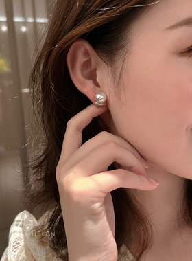 MISS HELEN睫毛耳夹女澳白仿珍珠蚊香盘无耳洞耳饰耳钉气质轻奢冬
