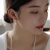 小水滴型天然淡水珍珠硅胶耳夹通勤防掉不痛耳饰女耳环超仙复古