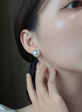 丝绸之光澳白仿珍珠耳钉硅胶无耳洞耳夹通勤轻奢耳饰简约精致耳环