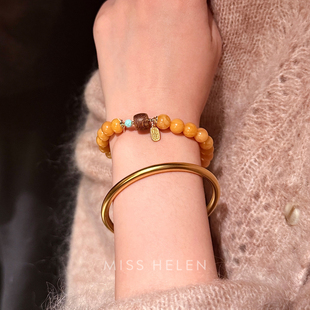 MISS 手链木串精致百搭设计生日礼物 HELEN天然蜜蜡沉香手串女款