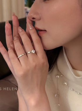 MISS HELEN单钻蜂巢戒指女气质精致百搭叠简约首饰送生日礼物