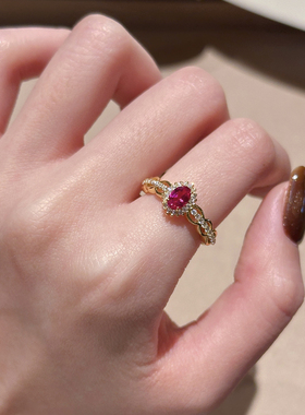 MISS HELEN「红韵」S925银戒指女新年礼物轻奢蕾丝小众气质时尚