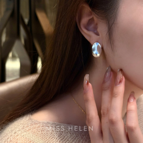 MISS HELEN 金银巴洛克耳钉女无痛耳夹磨砂质感小众精致百搭设计