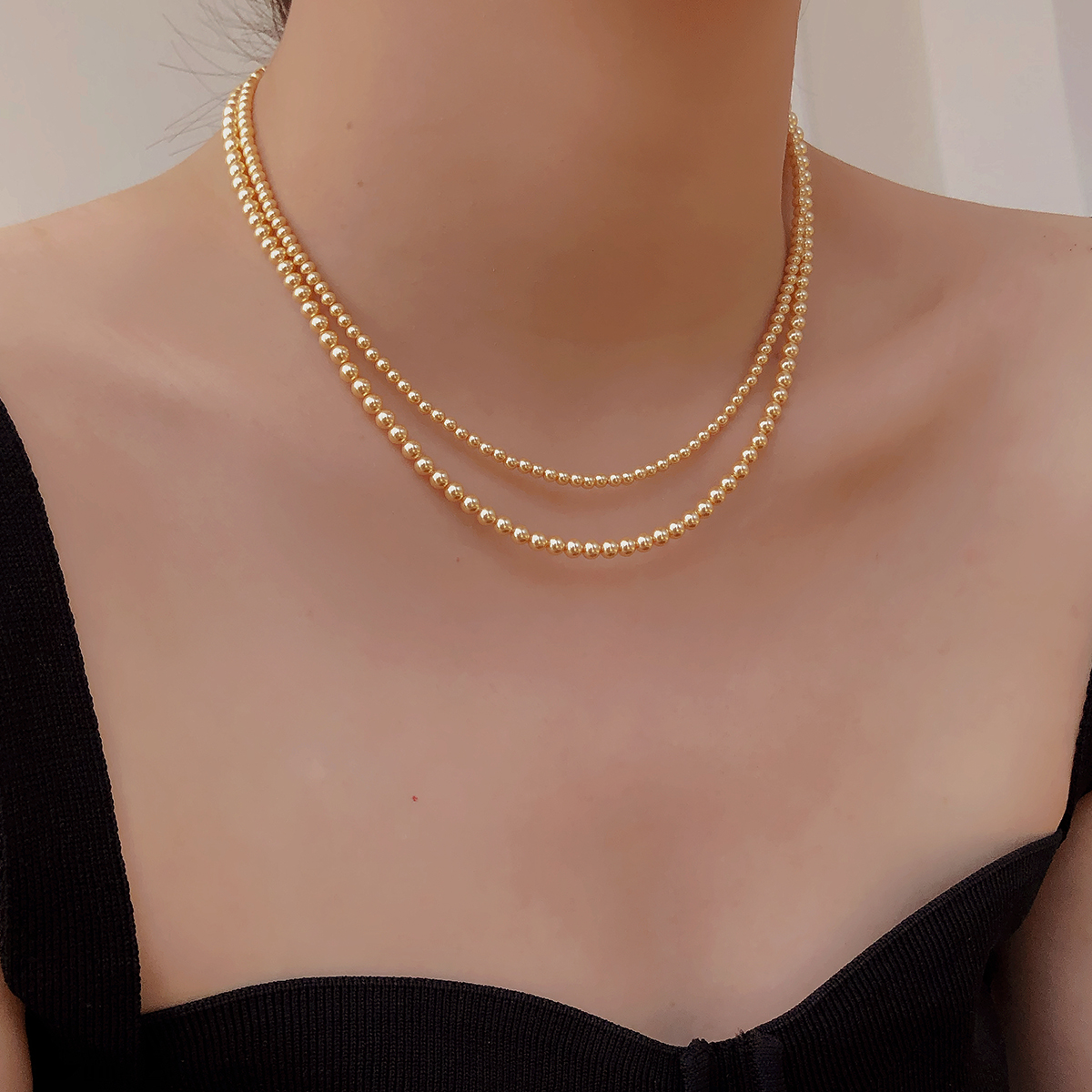 施家原装羽黄金珠项链通勤轻奢