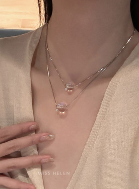 Miss Helen水晶路路通S925银项链女简约气质通勤好运2025夏季新款