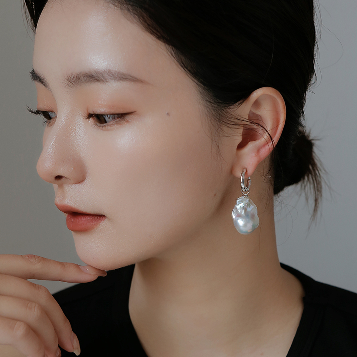 巴洛克珍珠硅胶无耳洞耳夹耳钉