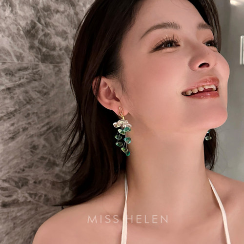 MISS HELEN  芭蕾舞女孩2.0版耳钉女耳夹琉璃珠耳环高级小众百搭