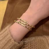 MISS HELEN花样年华」珠宝精工中古手镯女原创重工新款 金色复古