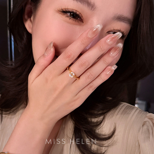 MISS S925银宇宙恒星戒指金色小众简约通勤设计精致百搭 HELEN