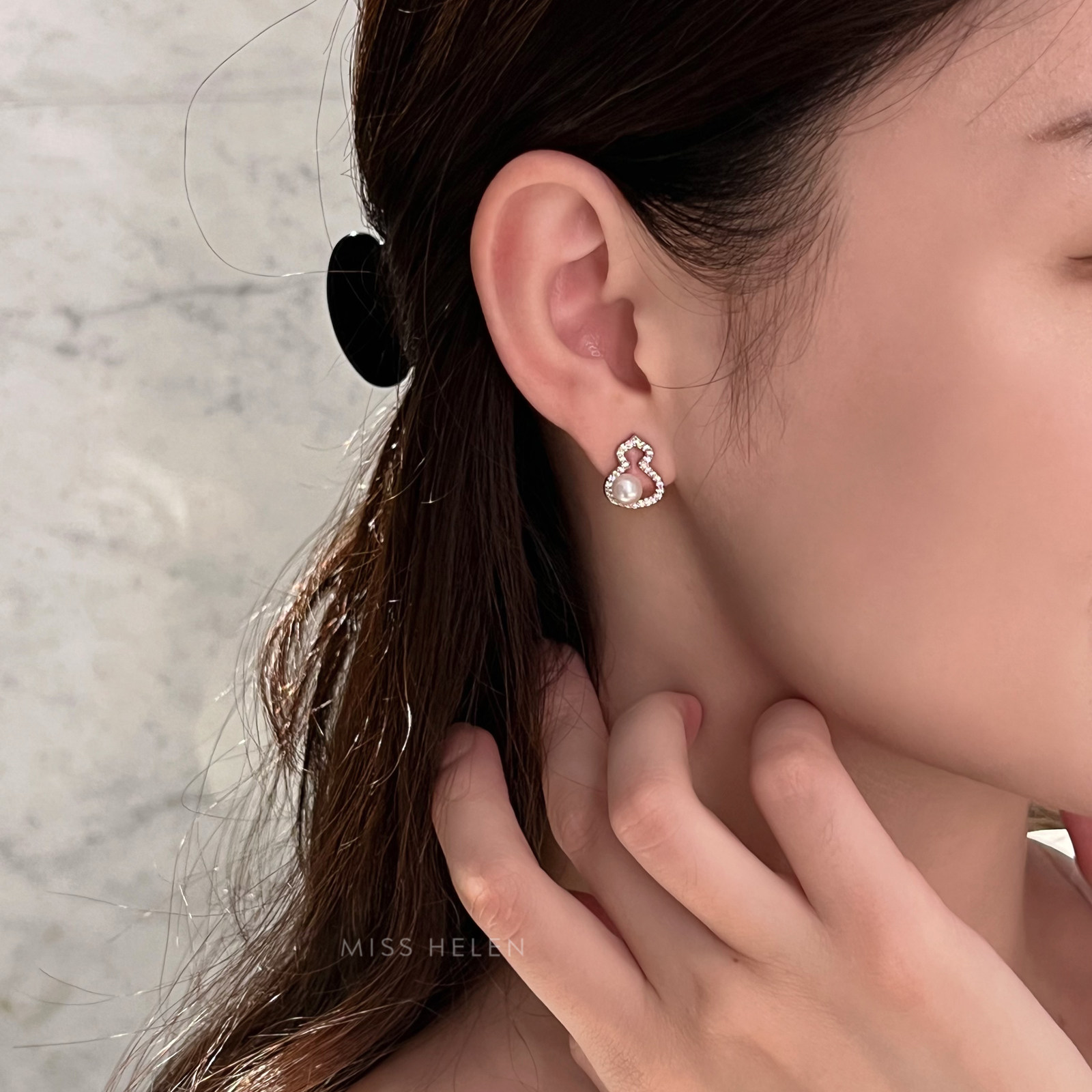 MISS HELEN葫芦硅胶耳夹女无耳洞天然珍珠耳饰耳环合成锆石耳钉冬,饰品/流行首饰/时尚饰品新,耳夹,淘宝优惠券,粉丝福利购,淘宝优惠卷