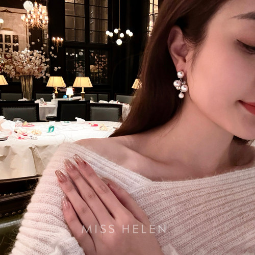 MISS HELEN 许我耀眼露思同款澳白珍珠耳钉耳夹小众气质百搭设计