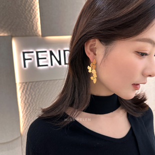 MISS 小众耳饰 HELEN「轻舞飞扬」耳钉耳夹女夸张超高保色耳环个性