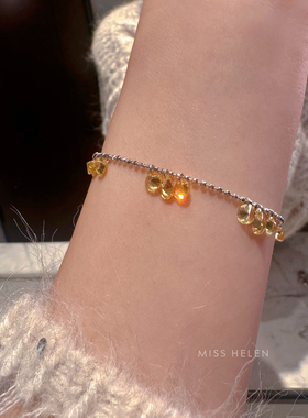 MISS HELEN「琥珀糖」S925银重工黄锆石手链女冬季叠戴高级感手饰