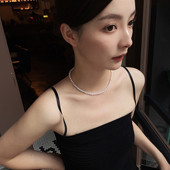 18K金天然淡水珍珠项链锁骨链手链通勤套装 轻奢小众质感简约强光