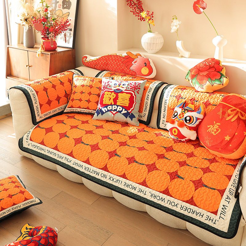 天长地久现代喜庆沙发垫四季通用防滑坐垫套中式卡通布艺盖布巾罩,居家布艺,沙发垫,淘宝优惠券,粉丝福利购,淘宝优惠卷