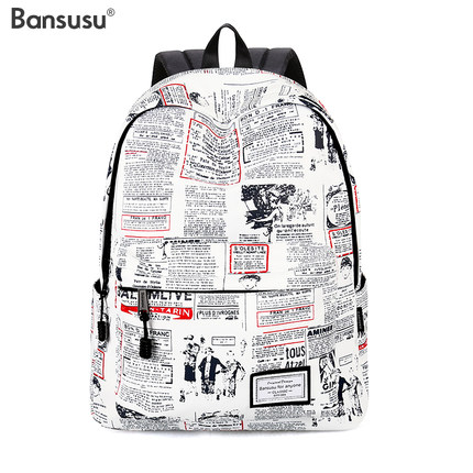 Bansusu.欧美双肩包女夏旅行包大容量背包学生书包中性防泼水男女