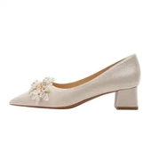 高跟订婚 绸缎两穿结婚鞋 粗跟秀禾 婚纱拍照单鞋 敬酒香槟色新娘鞋