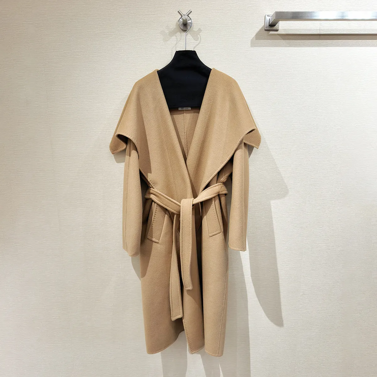 Rienza大也池双面山羊绒水波纹max大衣女冬大海军翻领绵羊毛外套