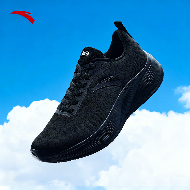 安踏男鞋凌空运动鞋女款2026新款春季厚底缓震黑色跑步鞋男款正品