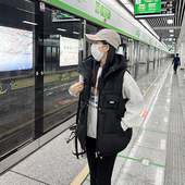 背心马夹外套 马甲女连帽羽绒棉坎肩宽松纯色大码 2025秋冬新款 韩版