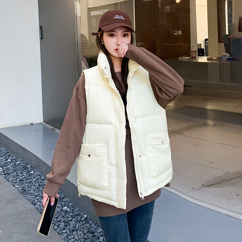 秋季新款显瘦亮面高领羽绒棉马甲