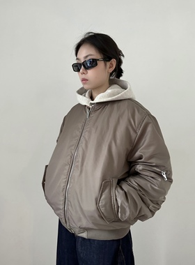 playground线上原创军绿色bomber飞行员夹克棉服女加厚宽松女百搭