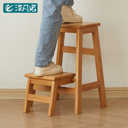 实木梯凳家用登高梯子折叠凳楼体凳两用梯椅置物架爬梯小户型坐凳